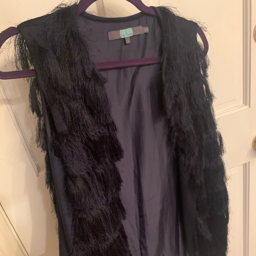 Navy Fringe Vest